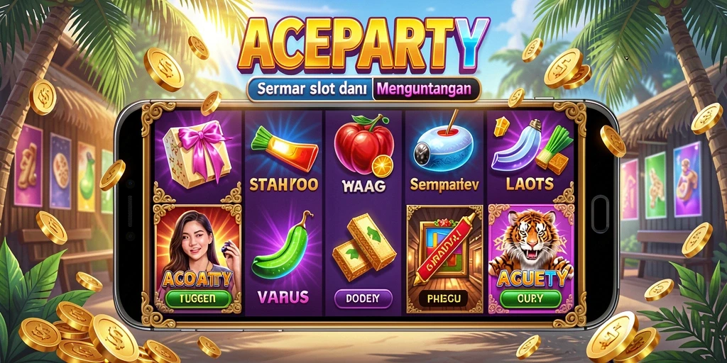 Tampilan gameplay Slot ACEPARTY yang menarik dan penuh warna.