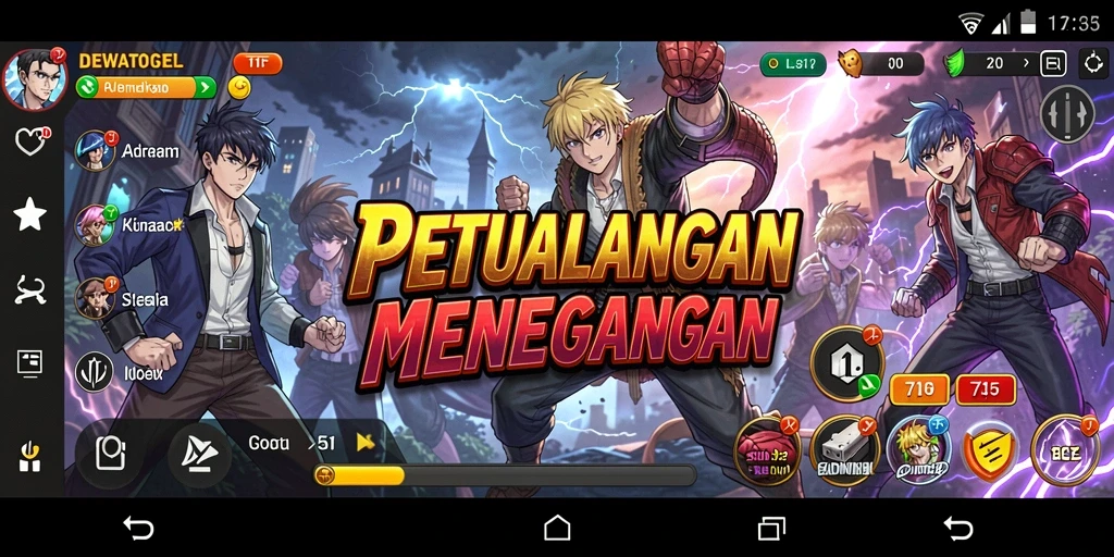 Tampilan gameplay DEWATOGEL dengan karakter Anime yang penuh warna.