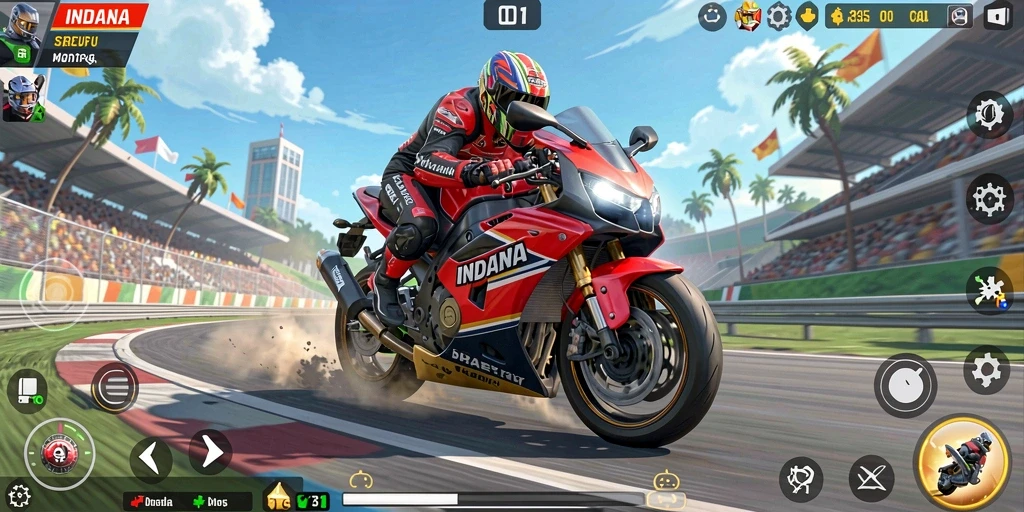 Gameplay menarik INDAAA dengan balapan motor yang seru dan menantang.