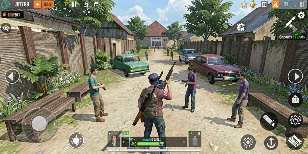 Tampilan gameplay JP6789 yang menampilkan aksi build dan interaksi karakter.