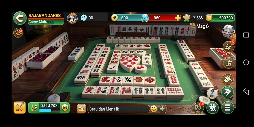 Screenshot RAJABANDAR88 menunjukkan gameplay Mahjong yang seru dan penuh tantangan.