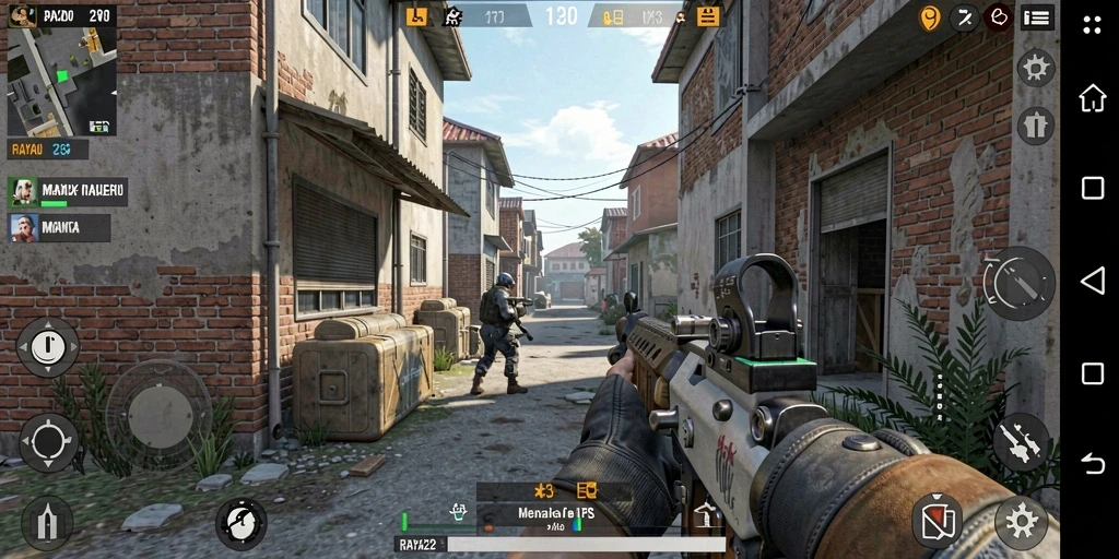 Tampilan gameplay RAYA22 menampilkan aksi pertempuran yang mendebarkan.