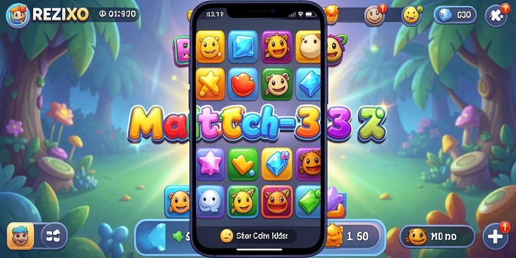 Gameplay Match-3 yang menarik dan penuh warna.