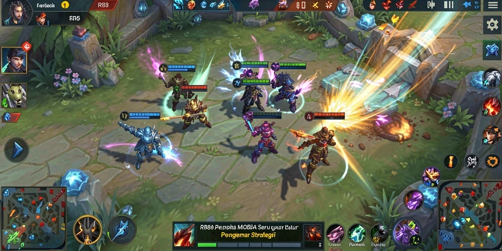 Screenshot utama RR89 saat pertarungan seru di arena MOBA.