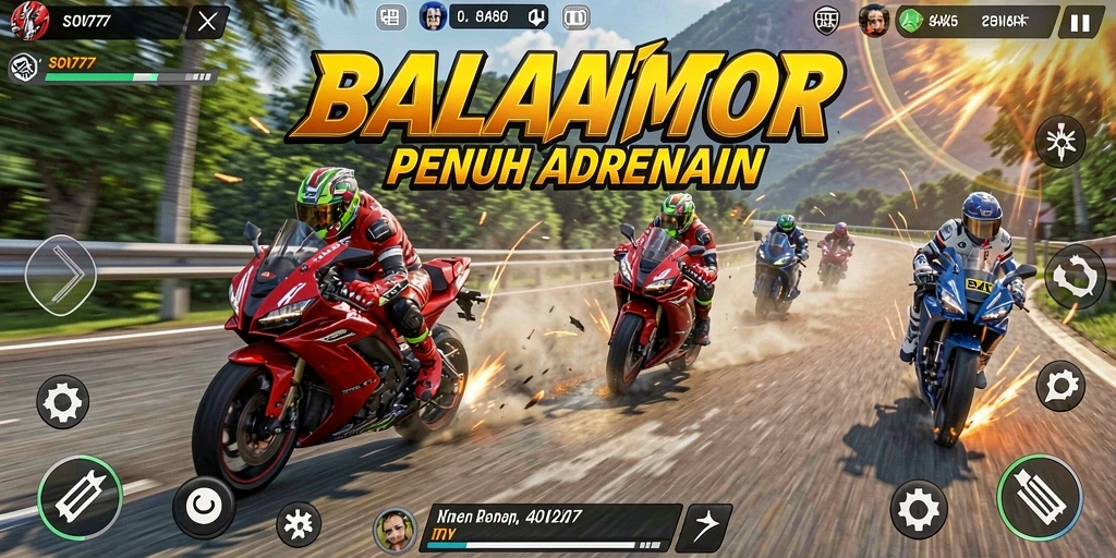 Gambaran menegangkan balapan motor dalam SOV777.