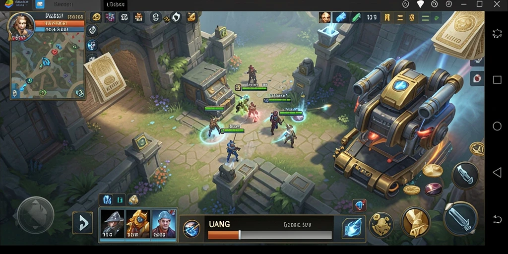 Tampilan gameplay menarik dalam UANG dengan strategi pengelolaan yang mendalam.