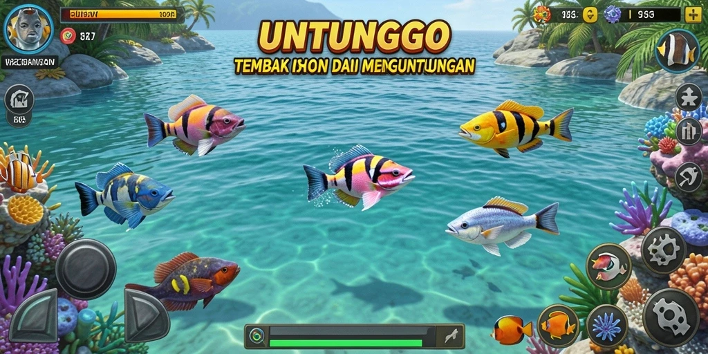 Tampilan menarik saat bermain Tembak Ikan di UNTUNGGO.