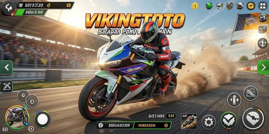 Tampilan mendebarkan dari gameplay balapan motor VIKINGTOTO.