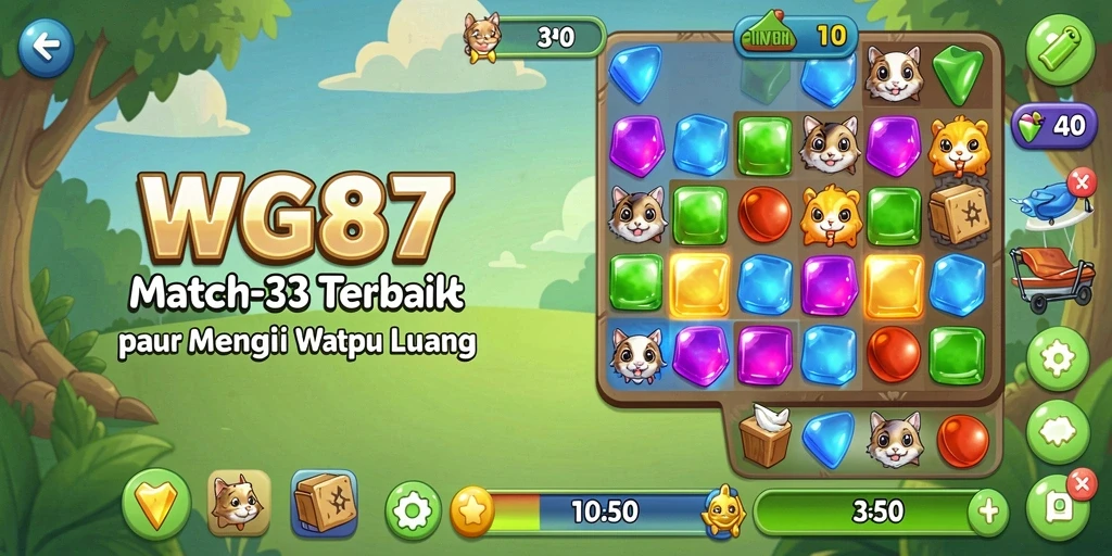 Tampilan gameplay WG87 dengan elemen Match-3 yang penuh warna.